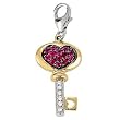 14K Two-Tone Ruby Key Charm with Diamond Accents