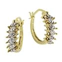 18k Gold over Silver Diamond Accented Small Oval Hoop Earrings