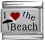 Clearly Charming I Heart the Beach Red Heart Laser Italian Charm