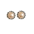 Crystal Circlet Cultured Pearl Platinum Overlay Sterling Silver Stud Earrings, Natural Peach Pink