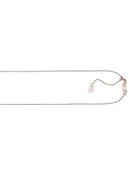 14K Rose Gold 22 Inch Diamond Cut Adjustable Cable Chain with Lobster Clasp and Small Heart Charm