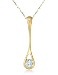 18k Yellow Gold Plated Sterling Silver Genuine Linear Drop Pendant Necklace, 18"