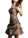 Robe de soirée cocktail mariage gala plis ballon 4001 marron