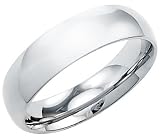 14k Solid White Gold Plain Dome Wedding Heavy Ring Band 6mm - Size 11 ...