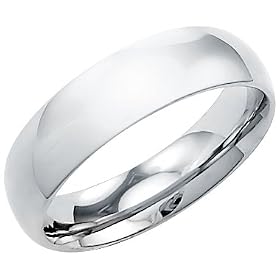 14k Solid White Gold Plain Comfort Wedding Ring Band 6MM - Size 11 - 8.2 Grams