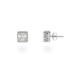 Crown Set Princess Cut CZ Studs
