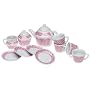 13 Piece Porcelain Pink Gingham Tea Set