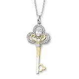 April Birthstone, Two-Tone Key Necklace