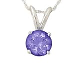 All-Natural Genuine 5 mm, Round Tanzanite pendant set in 14k White Gold