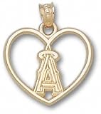 Los Angeles Angels of Anaheim Solid 10K Gold ''A'' Heart Pendant