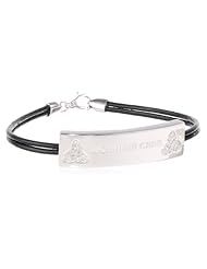 Sterling Silver Diamond Celtic "Mo Anam Cara" Bracelet on Leather Cord, 8" (1/5 cttw, J-K Color, I2-I3 Clarity)