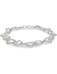 Sterling Silver Double Open Heart Link Bracelet, 8"