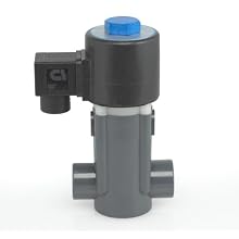 Plast-O-Matic EASYMT Series Polypropylene Solenoid Valve, For Corrosive and Ultra-Pure Liquids, 2 Ways, Normally Closed, Viton Diaphragm, NPT Female