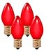 Northlight Opaque Ceramic Red C7 Christmas Replacement Bulbs, 4 Pack