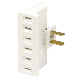 Leviton 69-W 15 Amp -125 Volt, Nema: 1-15r, Single-to-Triple, Swivel; 3 Flat plugs accepted,White
