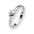 Diamond and Sterling Silver Ladies Ring (Sizes 6-8)