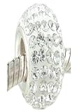 Sterling Silver Core Swarovski Crystal Bead, Set with Small Swarovski Crystals , Slide-on and Slide-off Crystal Silver Bead , 14 X 10 Mm. 5mm Compatible with Pandora, Trollbeads Chamilia,silverado,biagi and Many More...