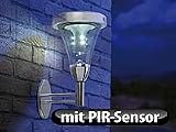 Lunartec Solar-LED-Wandlampe aus Edelstahl mit PIR-Sensor