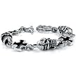 Bracelet with Skulls and Crosses - Polished Stainless Steel - 8.5'' length