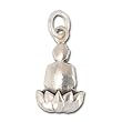 Reversible Three Dimensional Sitting Buddha and Lotus Flower Pendant or Charm in Sterling Silver, helps to support Animal Charities, #7447