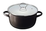 ネロ ホーロー ガラス蓋付 深型両手鍋 20cm H-2644