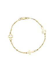14K Yellow Gold 7 Inch Symbolic Cross Bracelet with Lobster Clasp