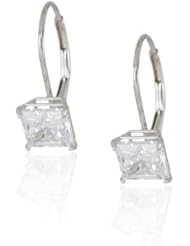 10k Gold Princess-Cut Dangle Earrings Made with Swarovski Zirconia (2 cttw)