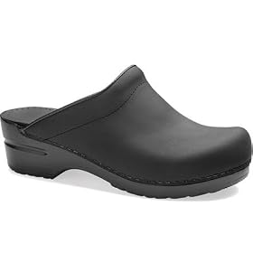Ladies Sonja Clogs in Black Oiled Leather, by Sanita