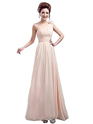 Plus Size A-line Empire   Waistline Pleated Ruched One Shoulder Sleeveless Cocktail Floor Length Chiffon Evening Dress/Bridesmaid Dress/Wedding Party Dress 
