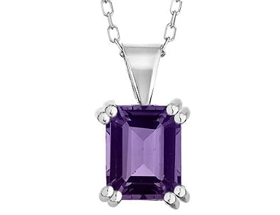 8x6mm Amethyst Pendant Necklace 1.50 Carat (ctw) in Sterling Silver with Chain $15.95