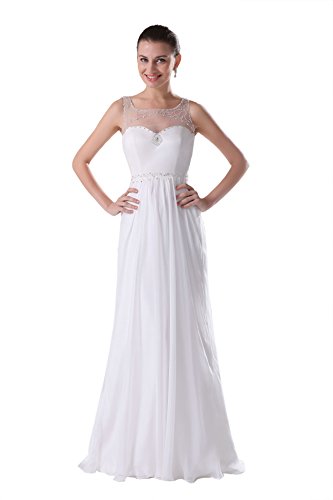 ... Women's Illusion Beading Floor-length Wedding Dress White Size 18 Plus