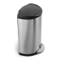 Simplehuman CW1954 Semi-Round Fingerprint-Proof Step-On 10-1/2-Gallon Waste Can, Brushed Stainless