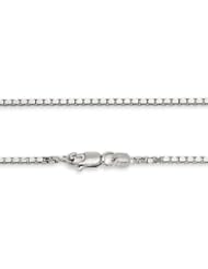 14K White Gold 1mm Box Link Chain Necklace with Lobster Claw 24"