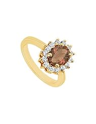 Smoky Topaz and Diamond Ring 14K Yellow Gold - 1.50 CT TGW