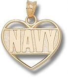 Navy Midshipmen Solid 10K Gold ''NAVY'' Heart Pendant