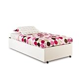 Twin Size Bed With Casters Contemporary Style in Pure White Finish By South Shore Furniture