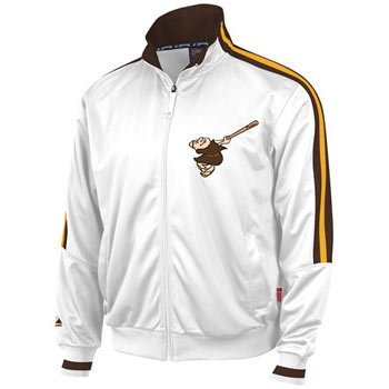 San Diego Padres Majestic Cooperstown White Therma Base Track Jacket - S