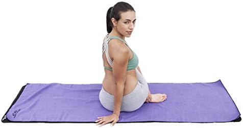 Soft Microfiber Non-Slip Yoga Mat Towel (24" x 72") + Free Mesh Carrying Bag! Great for Hot Yoga, Bikram Yoga, Ashtanga Yoga, pilates and more. (Purple) - FiveFourTen