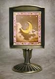 Man in the Moon Color Lithophane Mantle Stand Antique Brass
