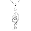 Round Brilliant Diamond Swirl Pendant in 14k White Gold (HI/I1)