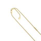 14k Solid Yellow Gold 1mm Popcorn Chain Adjustable 22