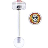 Clear Acrylic FLAMING SKULL Logo Barbell Tongue Ring
