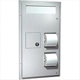 Seat Cover and Double Toilet Paper Dispenser with Waste Receptacle Mounting Type: Recessed