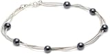 Image of Silver Bs1009-37 3 Strand Hematite Bracelet 7