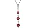 Ruby and Diamond Gemstone Three Stone Necklace Pendant in White Gold