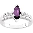 14K White Gold Amethyst and Diamond Ring