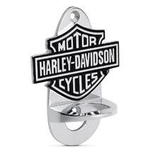 Harley Davidson Wall Mount Bottle Opener. Chrome plated. Bar & Shield logo. Measures 3 7/8