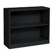 Metal Bookcase, 2 Shelves, 34-1/2w x 12-5/8d x 29h, Black