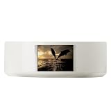 Large Dog Cat Food Water Bowl Dolphins Flying in Sunset