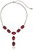 1928 Jewelry Gold-Tone Siam Red Oval Faceted Adjustable Y-Shaped Necklace, 16